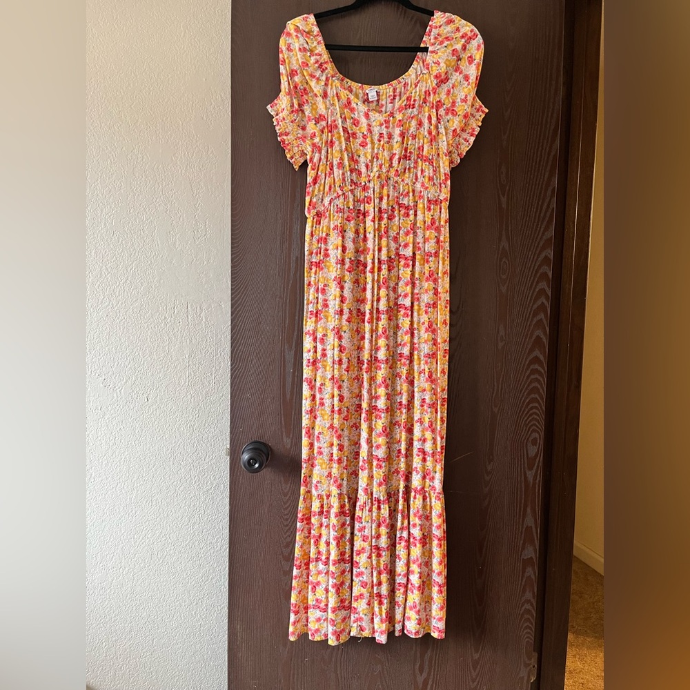 Sonoma Floral Dress with Red and Yellow Blooms